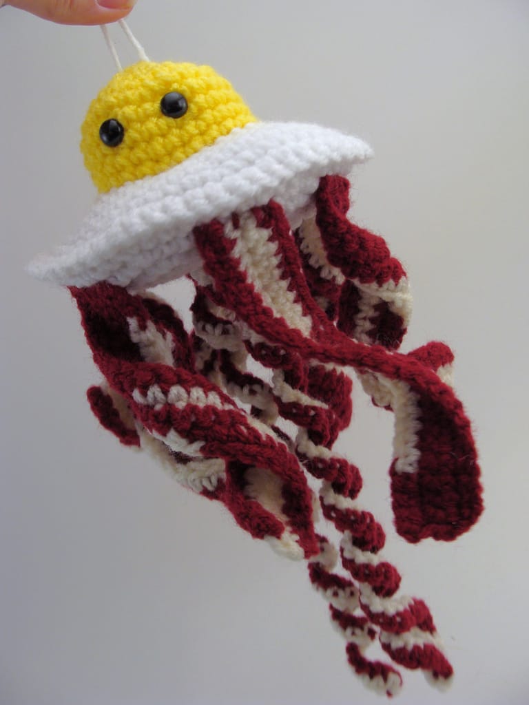 Watch Out! Incoming ... It's a Bacon and Egg Jellyfish Alien Spaceship Amigirumi!