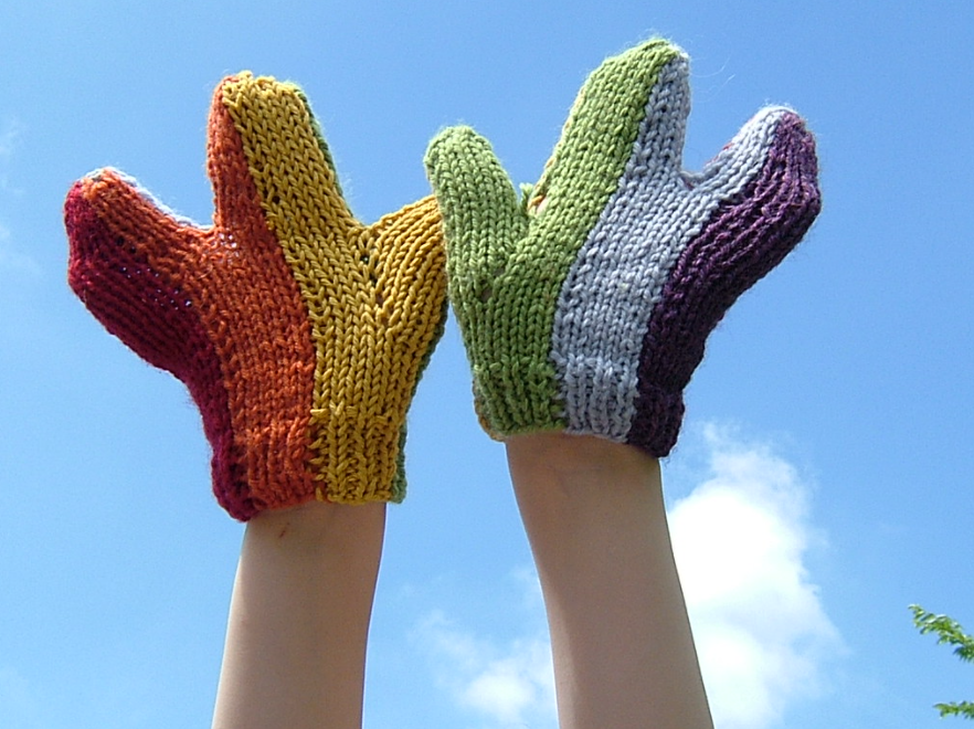 They're Morkers - Knitted Rainbow Gloves Inspired By Mork and Mindy