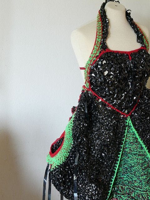 Adorable Dress Knitted and Crocheted With VHS Tape