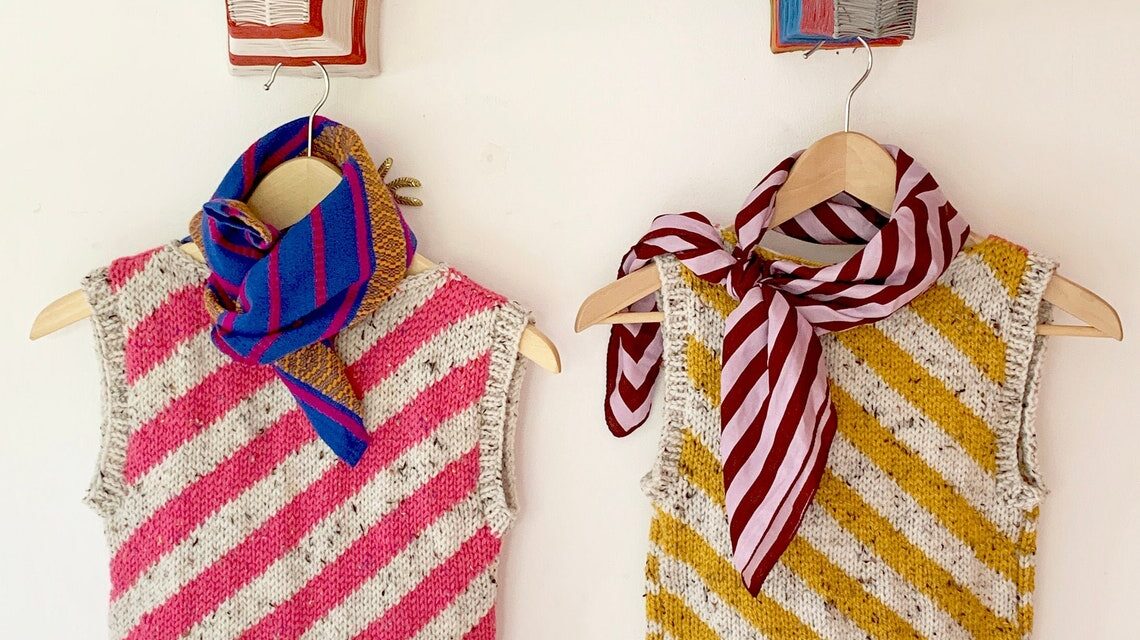 Knit a Colorful Stripey Vest Designed By Ingrid Jansen of Wood and Wool Stool