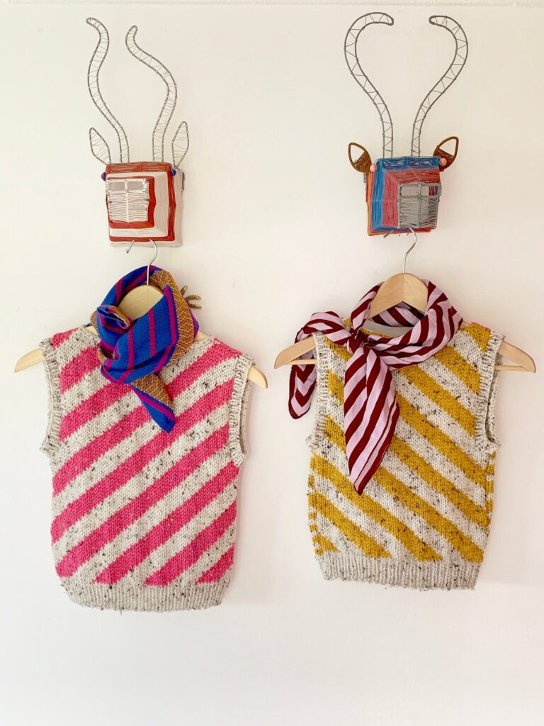 Knit a Colorful Stripey Vest Designed By Ingrid Jansen of Wood and Wool Stool