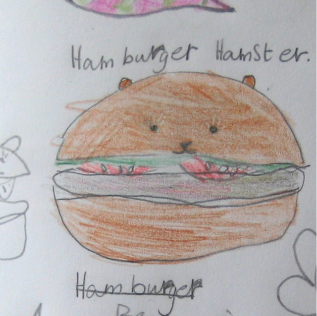 Crochet Ham(ster)burger, Based On A Kid's Drawing