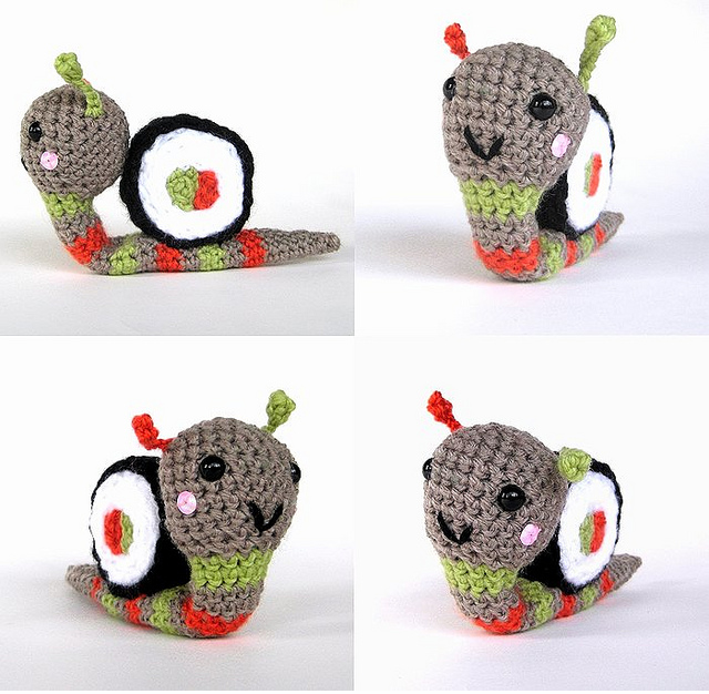 Crochet Sushi Snail Quartet - Yum Infinity!