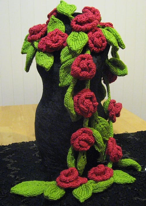 Interesting Knitted Rose Scarf - Must-See!