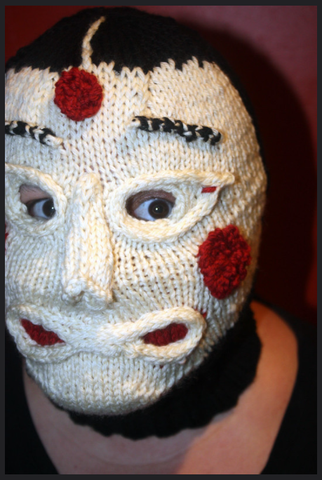 Amazing Knitted Korean Dance Mask by Amber Dorko Stopper