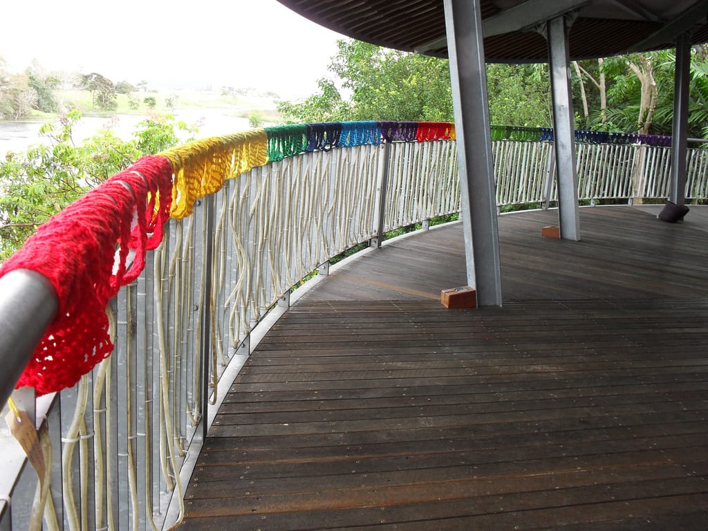 Rainbow Bridge Scarf Yarn Bomb