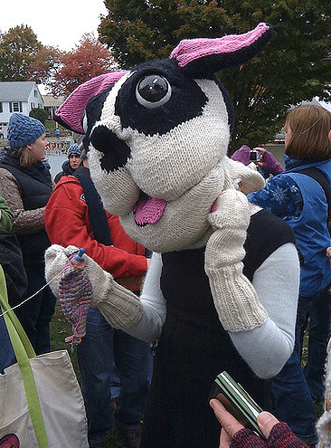 She's Wearing a Knitted Bob the Ravelry Mascot Costume!