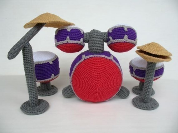 Crazy Cool Crochet Drum Kit by SkyMagenta