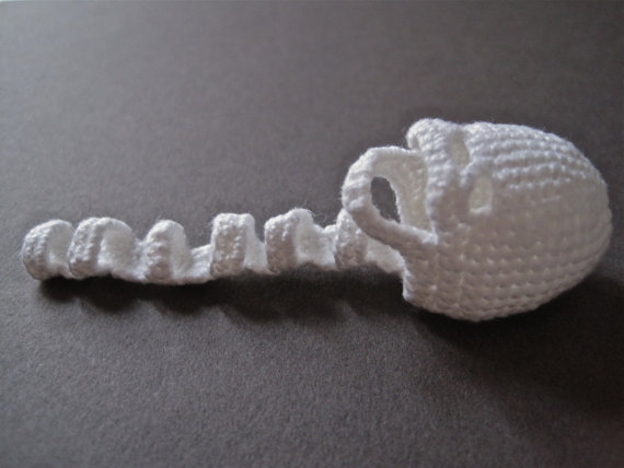 miniature crochet skull and spine