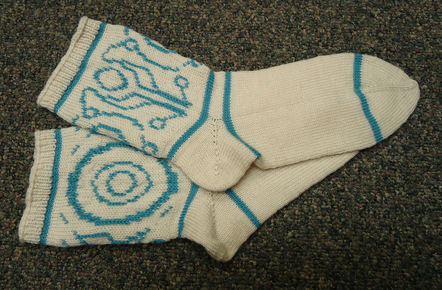 TRON SOCKS! Pattern Available, Thank you, Master Control.