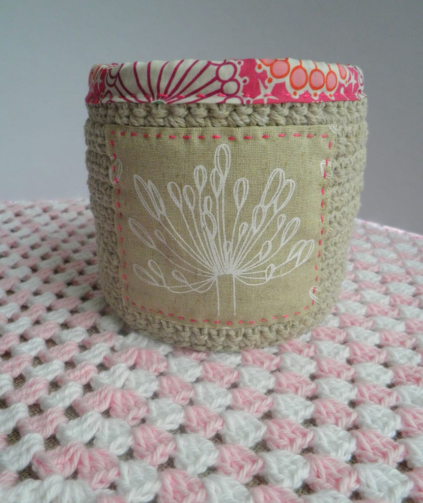Beautiful Agapanthus Inspired this Crochet/Fabric Basket - Gorgeous!