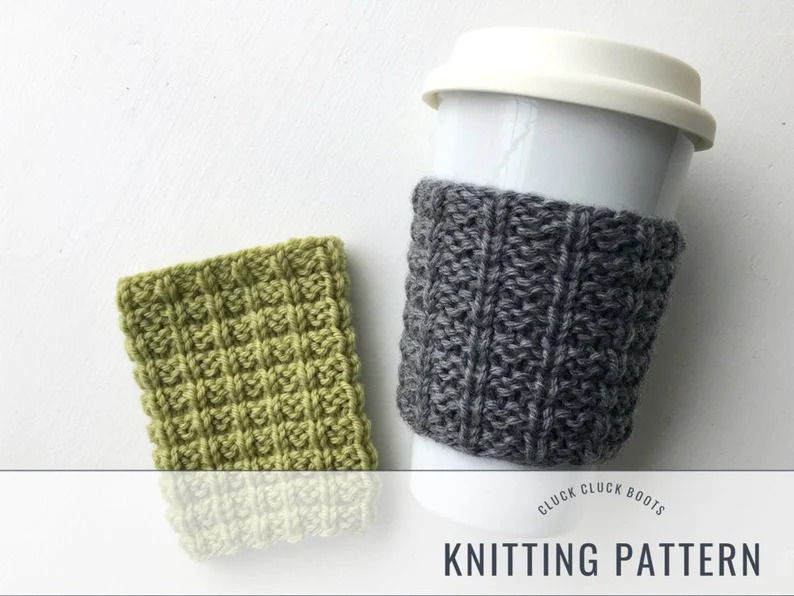 Gift Idea: Knit A Quick & Basic Coffee Cozy Cup Sleeve With One Of These Six Patterns