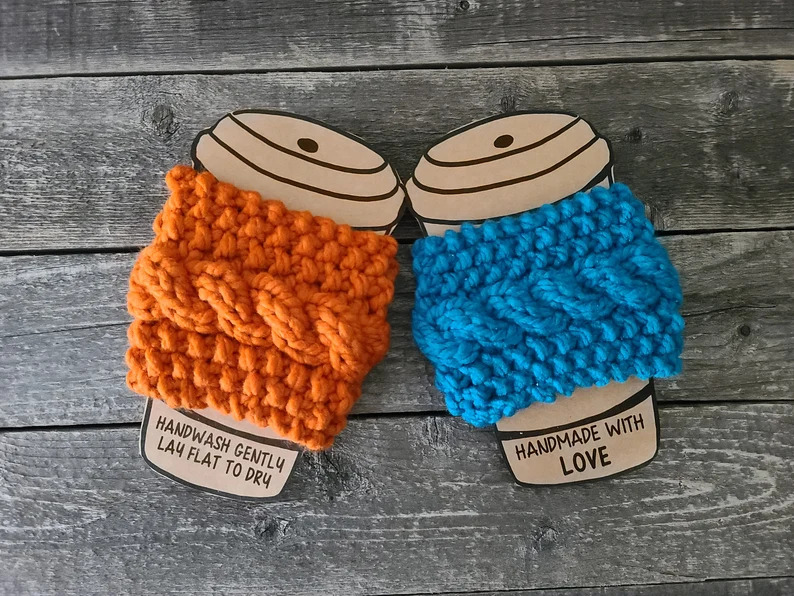 Gift Idea: Knit A Quick & Basic Coffee Cozy Cup Sleeve With One Of These Six Patterns