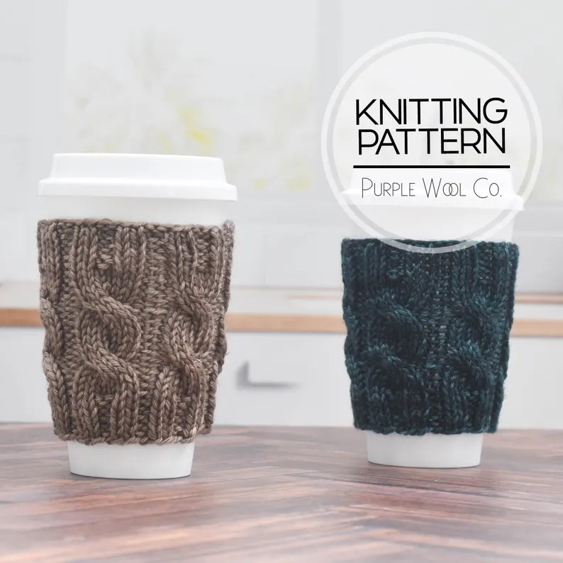 Gift Idea: Knit A Quick & Basic Coffee Cozy Cup Sleeve With One Of These Six Patterns
