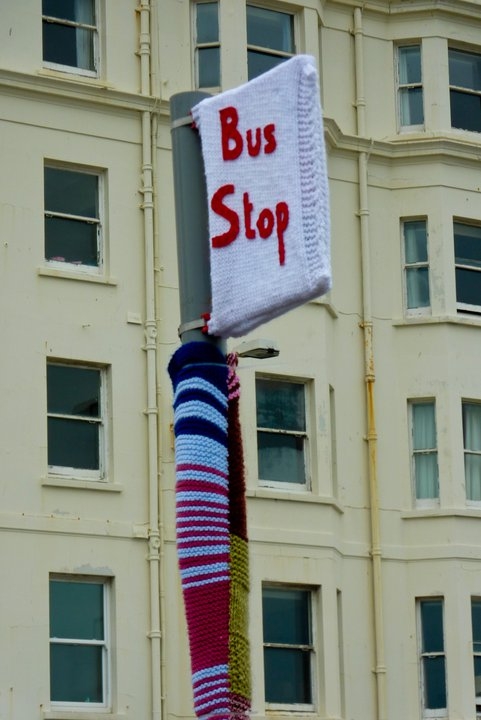 Brighton Bus Stop Yarn Bomb