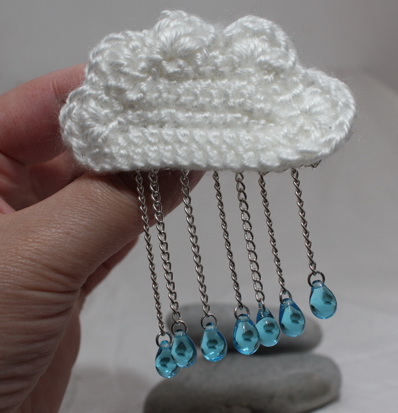 Crochet Cloud Brooch - Perfect For a Rainy Day!