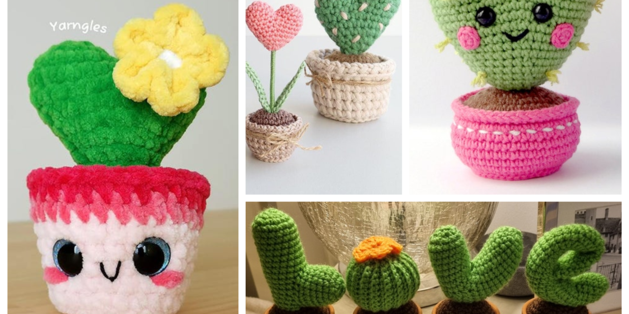 ‘Tis The Season! 4 Adorable Patterns To Crochet a Galentine’s Cactus