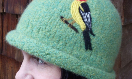 This Lovely Knitted Cloche Hat Features A Felted Western Tanager – Ornithologists Unite!
