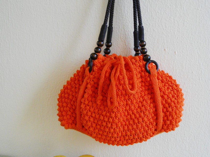 Gorgeous Orange Bobble Bag – I Want To Knit One … And Yes, There Is A Pattern!