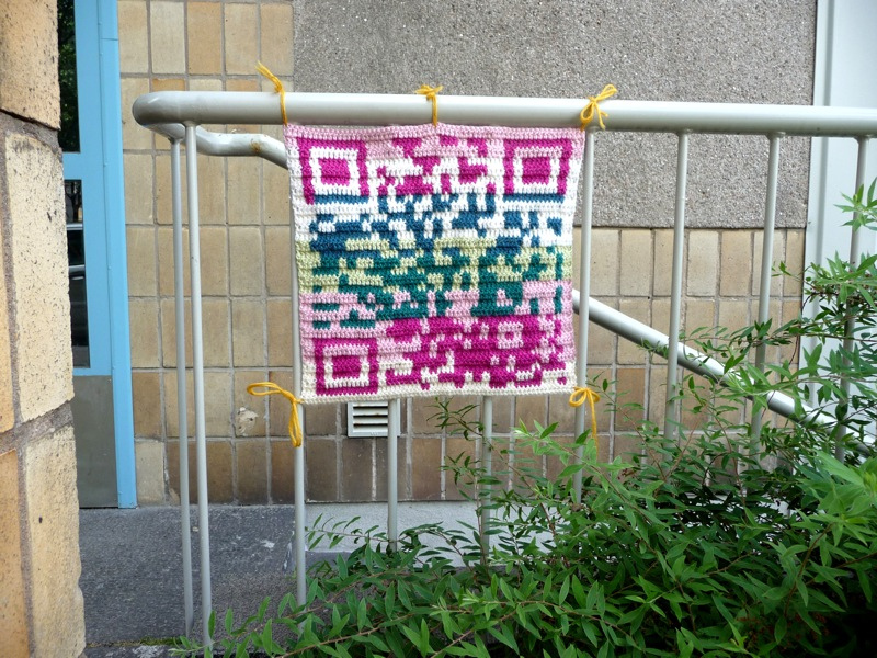 Working Crochet QR Code Yarn Bomb and It's Not in Black & White