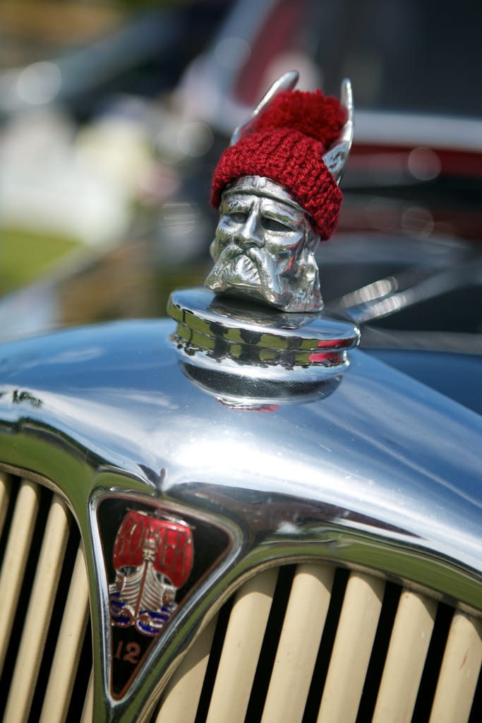Hot Viking on a Yarn Bomb - You've Never Seen a Hood Ornament Like This!