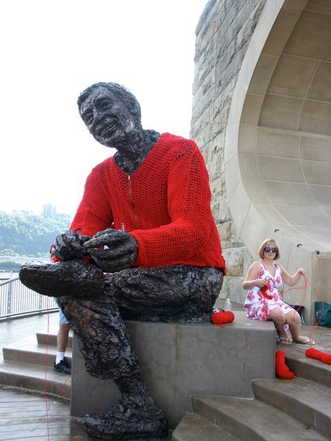 Famous Mister Rogers Sweater Yarn Bomb