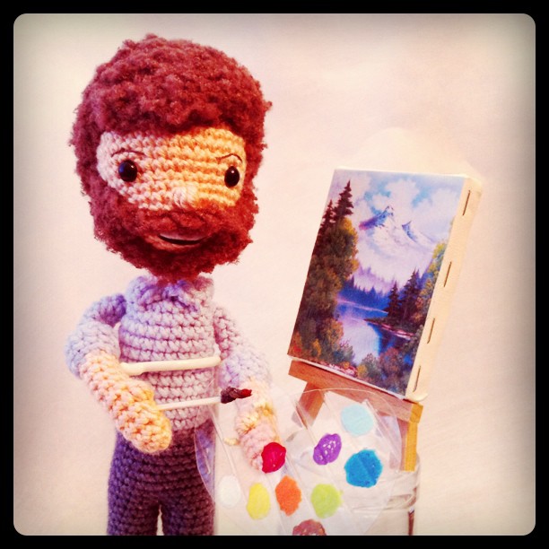 'Clouds are very, very free.' I ❤ This Bob Ross Amigurumi!