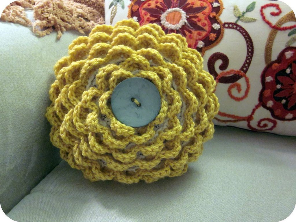 Crocheted Rosette Pillow