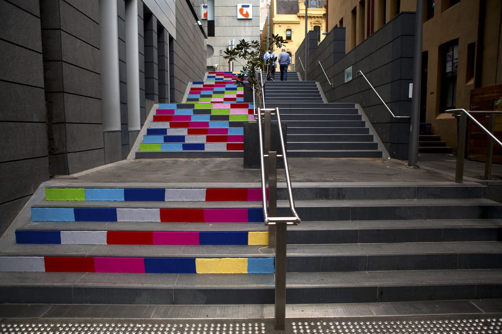 Magda Sayeg's Knit Graffiti on the Steps of Sussex Lane