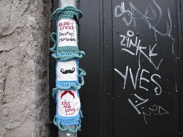 Movember Yarn Bomb in December