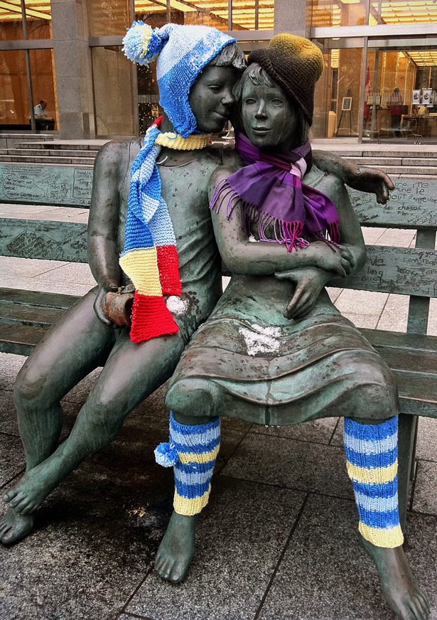 'Secret Bench of Knowledge' Yarn Bomb At Library and Archives Canada