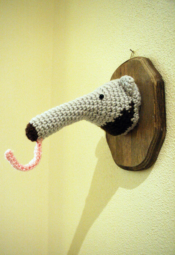 Mounted Anteater, Crochet Fauxidermy by Ohioja
