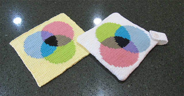 Venn Diagram Inspired Potholders - Get the Knit Patterns!