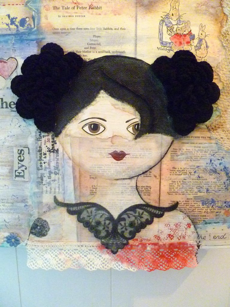 Beautiful Mixed Media Portrait With Fun Crochet Hair