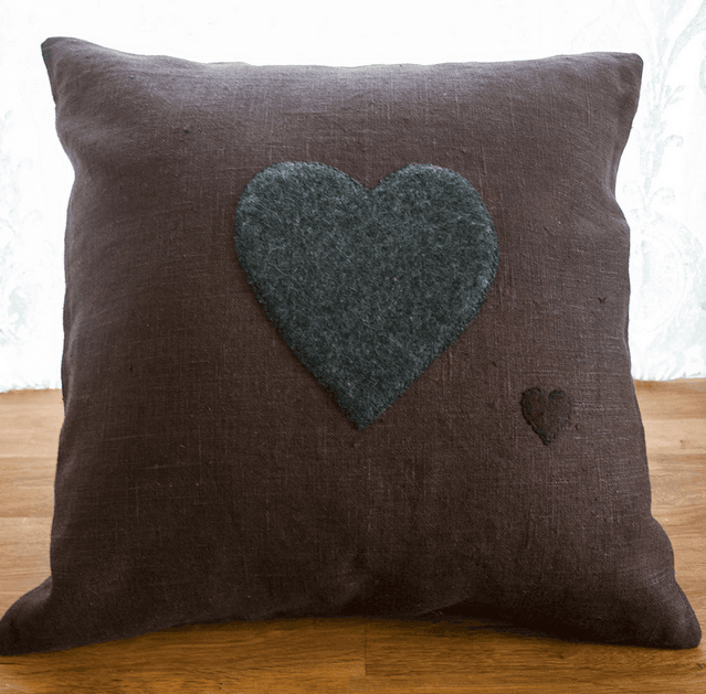 Felted Heart - Cute Pillow Made by Catharine Stebbins