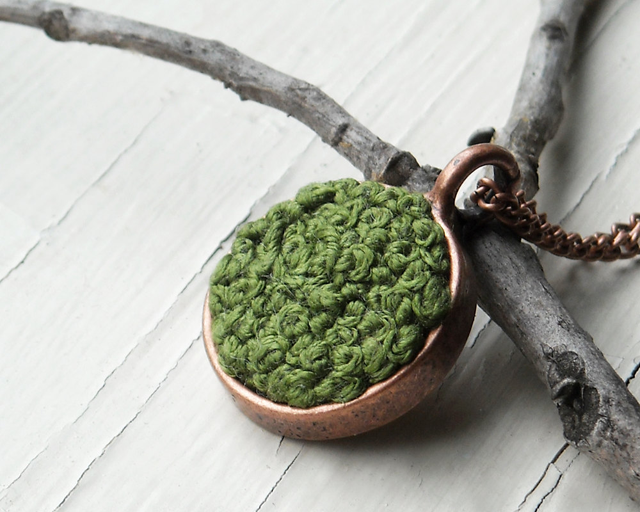 Embroidered Moss Necklace