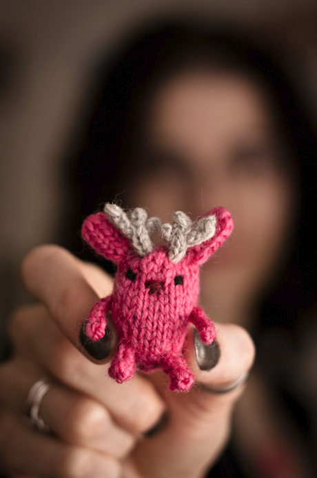 Tiny Knitted Jackalope Amigurumi