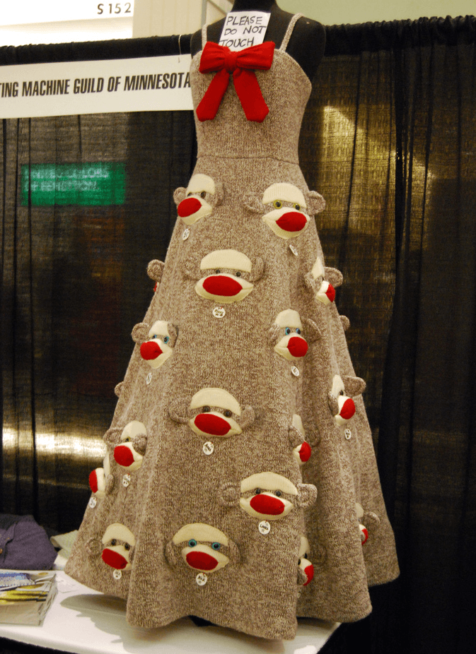 Knitted Sock Monkey Dress by Rebecca Yaker