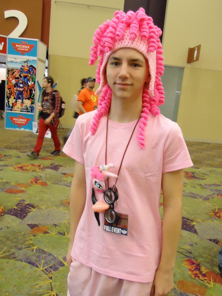 Cute Pink Brony With a Crochet My Little Pony Hat