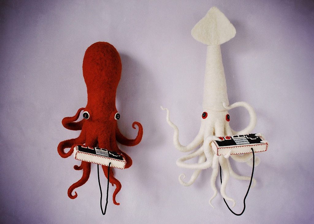 Octopus vs. Squid - They May Be Felted, But The Battle Is Real