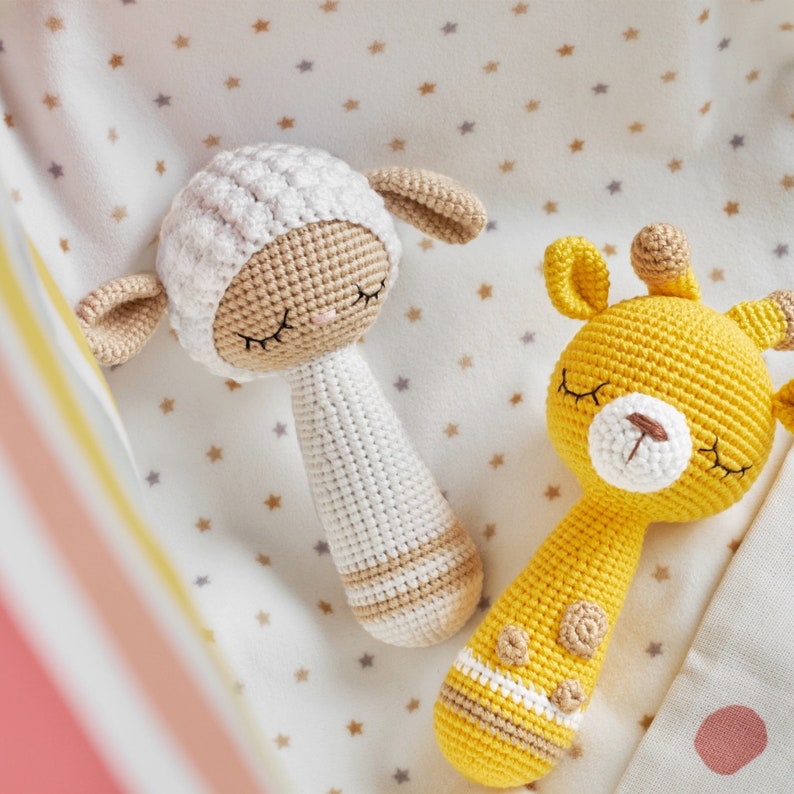 This Sweet Giraffe & Sheep Make A Great Pair ... Cutest Crochet Amigurumi Rattles Ever!
