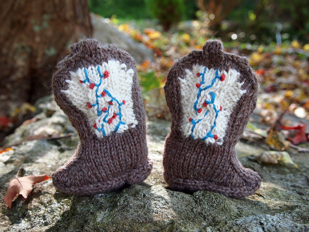 Baby Cowboy Booties by CaffaKnitted
