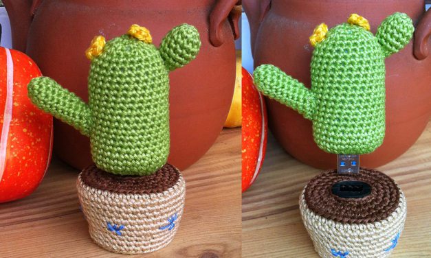 This Amigurumi Desk Cactus Doubles as a USB Key! Get the Crochet Pattern FREE!