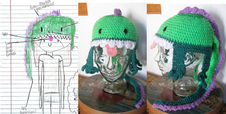 Kid Sketches Hat, Penny Richards Crochets It