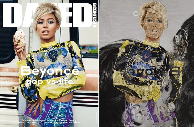 Inge Jacobsen's Needlepoint Magazine Covers ... featuring Beyoncé & Natalia Vodianova