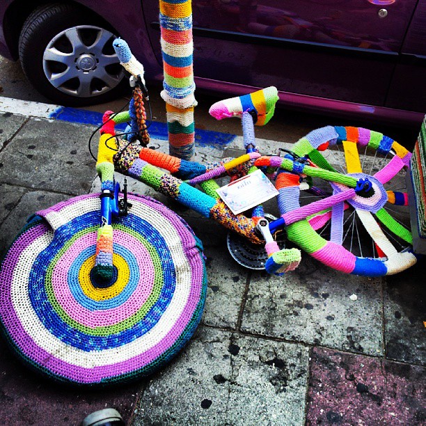 Colorful Bicycle Yarn Bomb - So Fun!