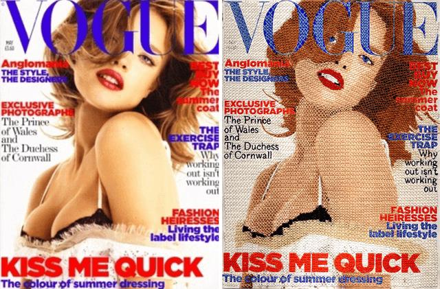 Inge Jacobsen's Needlepoint Magazine Covers ... featuring Beyoncé & Natalia Vodianova