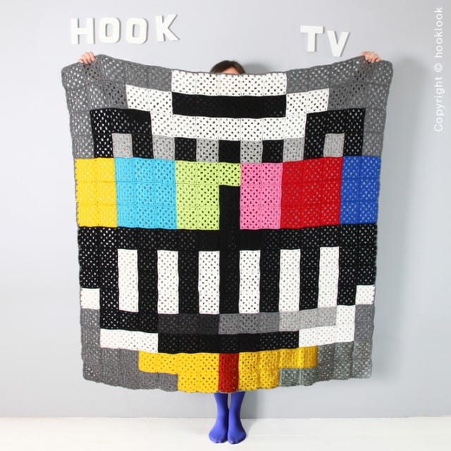 Crochet a ‘TV’  Blanket From HookLook’s Quirky ‘Pixel Plaids’ Book
