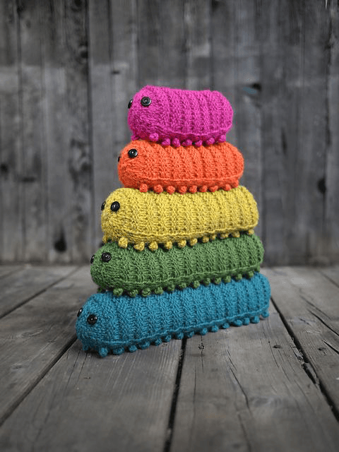 Knit An Army of Caterpillars! Pattern by Miranda Harp