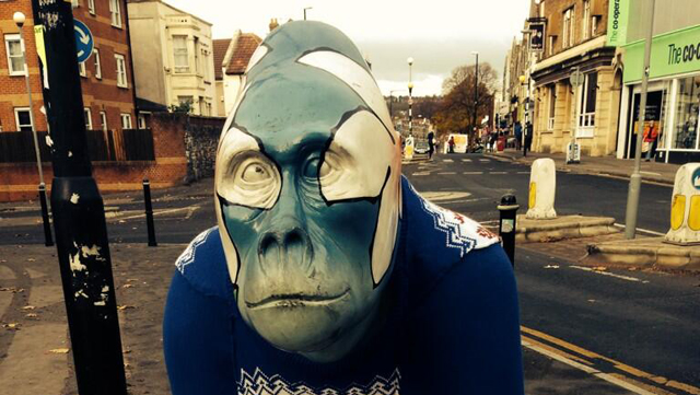 Awesome Guerrilla Gorilla in a Sweater Yarn Bomb Spotted in Bristol!